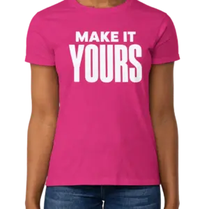 Custom Gildan Ultra Cotton Women’s T-shirt - Heliconia custom print example; your uploaded design replaces the example artwork