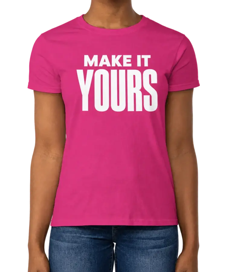 Custom Gildan Ultra Cotton Women’s T-shirt - Heliconia custom print example; your uploaded design replaces the example artwork