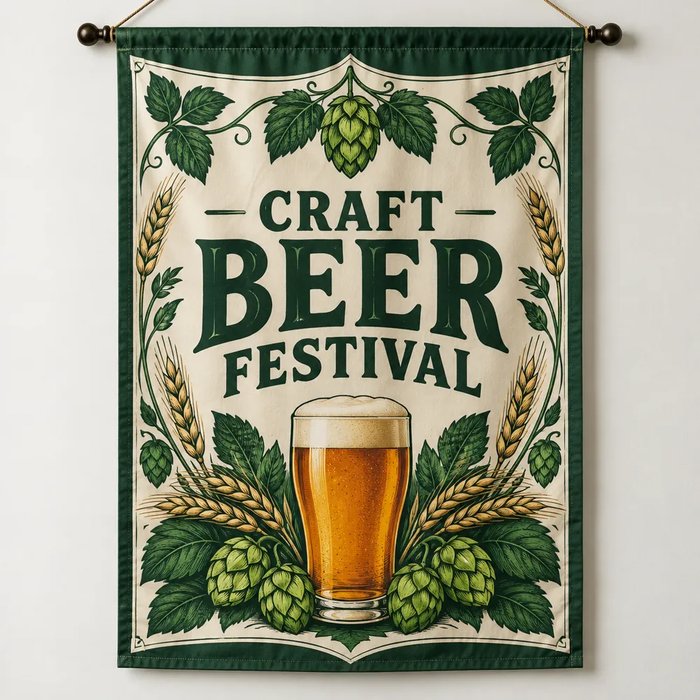 Illustrative custom brewery branding on Fabric