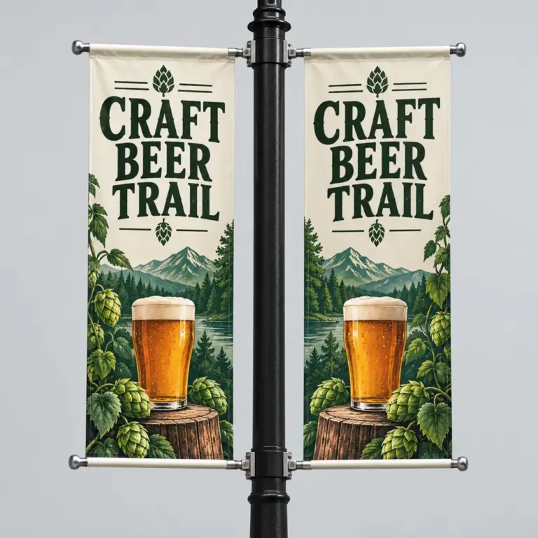 Illustrative custom brewery branding on Pole