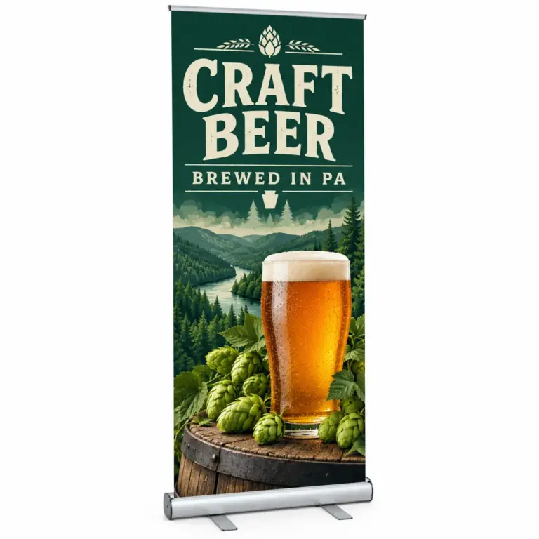 Illustrative custom brewery branding on Retractable