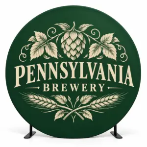 Illustrative custom brewery branding on Roundbackdrop