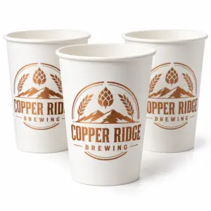 Custom Brewery Paper Cups – 1-Color Metallic Printing with printed brewery logo sample