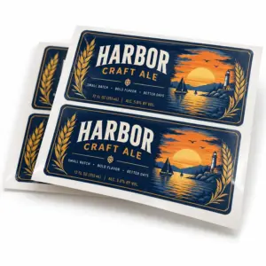 Custom Brewery Rectangle Stickers with illustrative custom brewery artwork
